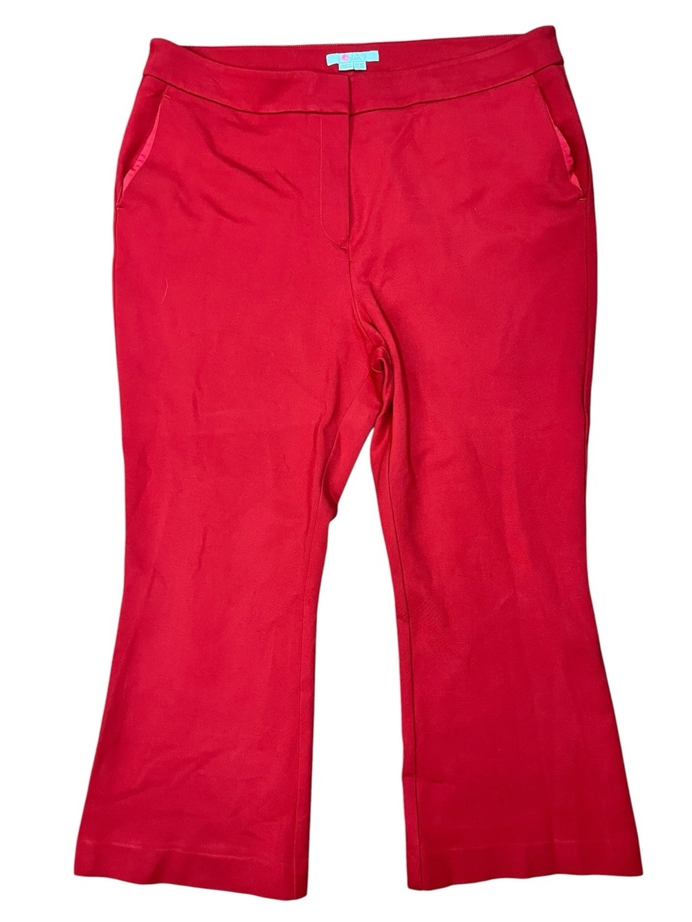Boden Red Kick Flare Ankle Trousers Dress Pants Crop Stretch 14 L XL Office Chic